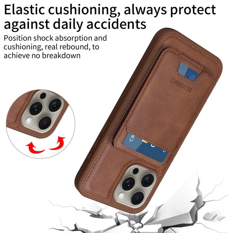 For iPhone 15 Pro Max BETOPNICE Vertical Flip Detachable MagSafe Wallet Phone Case(Brown)
