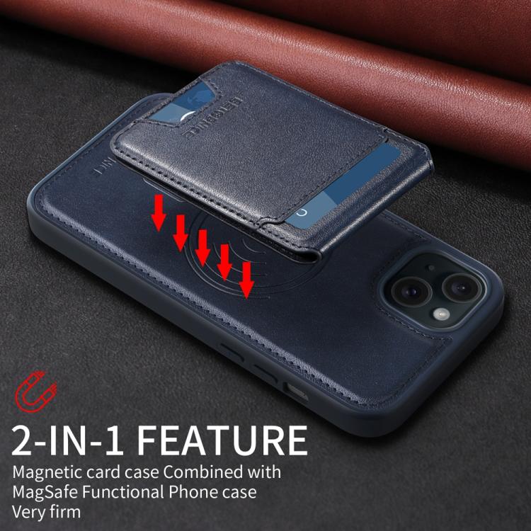 For iPhone 15 Plus BETOPNICE Vertical Flip Detachable MagSafe Wallet Phone Case(Blue)