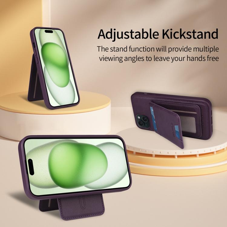 For iPhone 15 Plus BETOPNICE Vertical Flip Detachable MagSafe Wallet Phone Case(Purple)