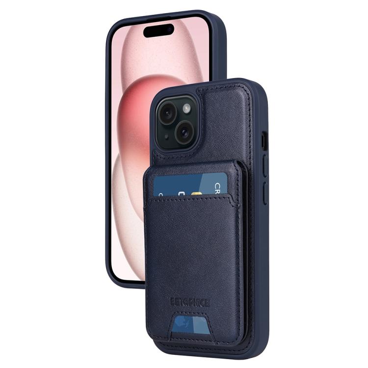 For iPhone 15 BETOPNICE Vertical Flip Detachable MagSafe Wallet Phone Case(Blue)