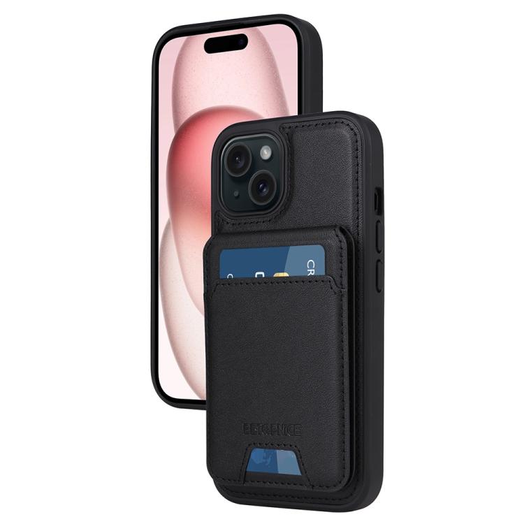 For iPhone 15 BETOPNICE Vertical Flip Detachable MagSafe Wallet Phone Case(Black)