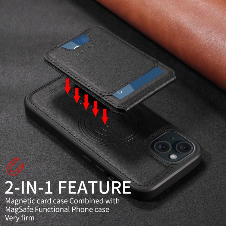 For iPhone 15 BETOPNICE Vertical Flip Detachable MagSafe Wallet Phone Case(Black)
