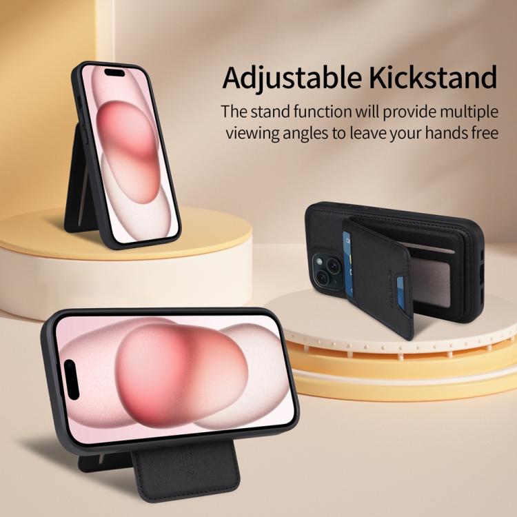 For iPhone 15 BETOPNICE Vertical Flip Detachable MagSafe Wallet Phone Case(Black)