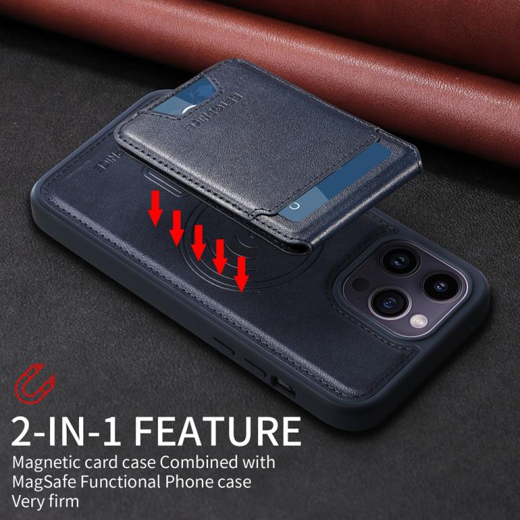 For iPhone 14 Pro Max BETOPNICE Vertical Flip Detachable MagSafe Wallet Phone Case(Blue)