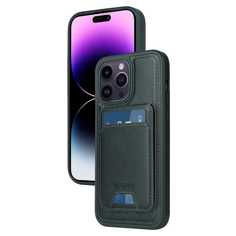 For iPhone 14 Pro Max BETOPNICE Vertical Flip Detachable MagSafe Wallet Phone Case(Green)