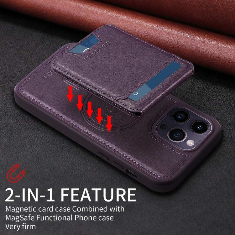 For iPhone 14 Pro Max BETOPNICE Vertical Flip Detachable MagSafe Wallet Phone Case(Purple)