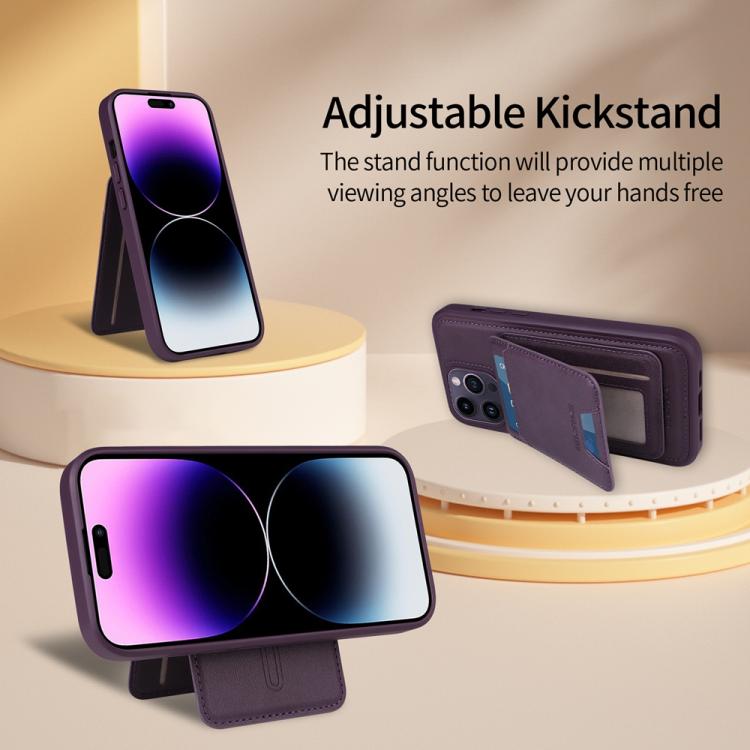 For iPhone 14 Pro Max BETOPNICE Vertical Flip Detachable MagSafe Wallet Phone Case(Purple)