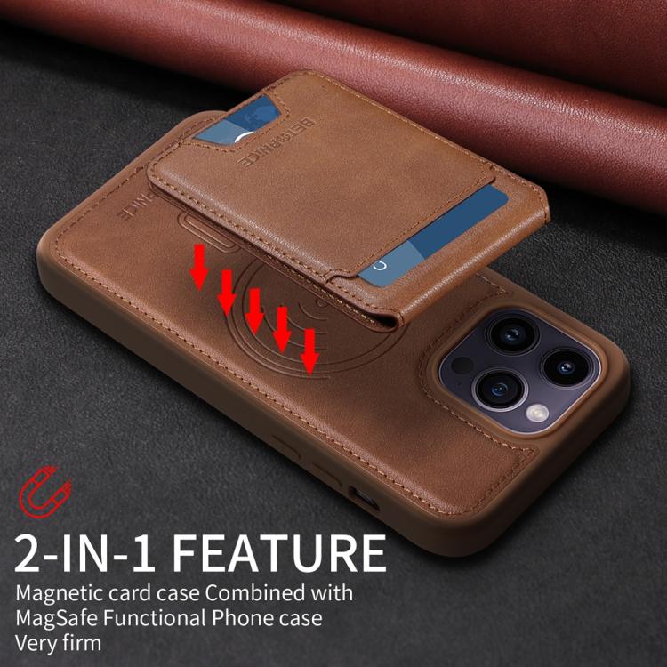 For iPhone 14 Pro Max BETOPNICE Vertical Flip Detachable MagSafe Wallet Phone Case(Brown)