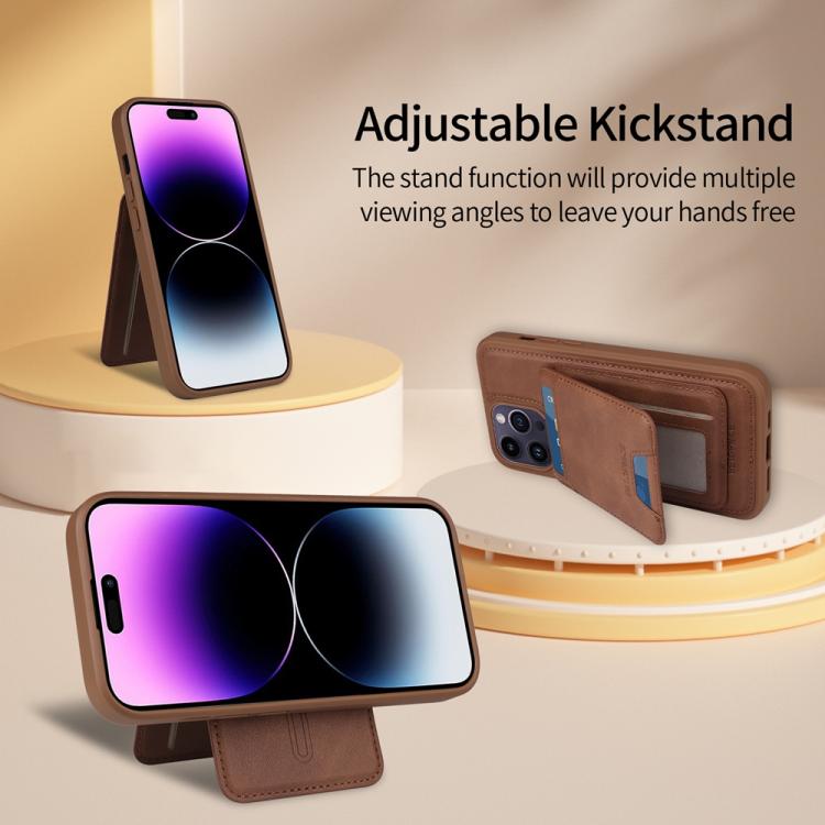 For iPhone 14 Pro Max BETOPNICE Vertical Flip Detachable MagSafe Wallet Phone Case(Brown)