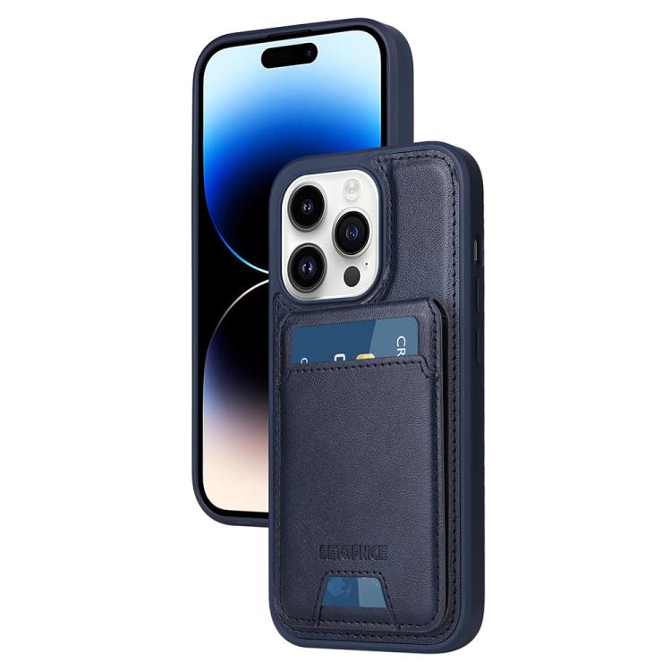 For iPhone 14 Pro BETOPNICE Vertical Flip Detachable MagSafe Wallet Phone Case(Blue)