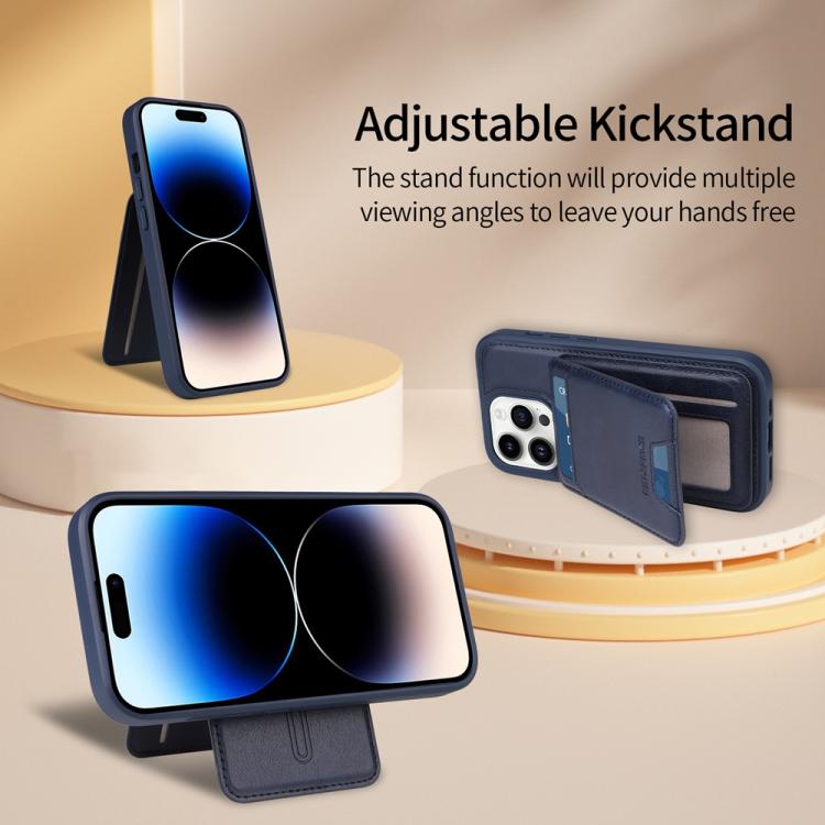 For iPhone 14 Pro BETOPNICE Vertical Flip Detachable MagSafe Wallet Phone Case(Blue)