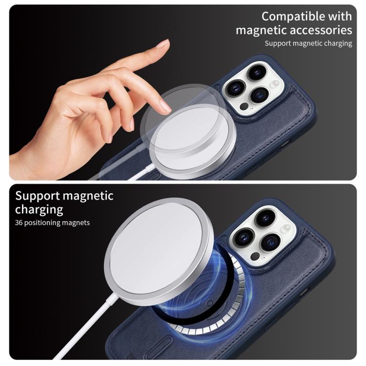 For iPhone 14 Pro BETOPNICE Vertical Flip Detachable MagSafe Wallet Phone Case(Blue)