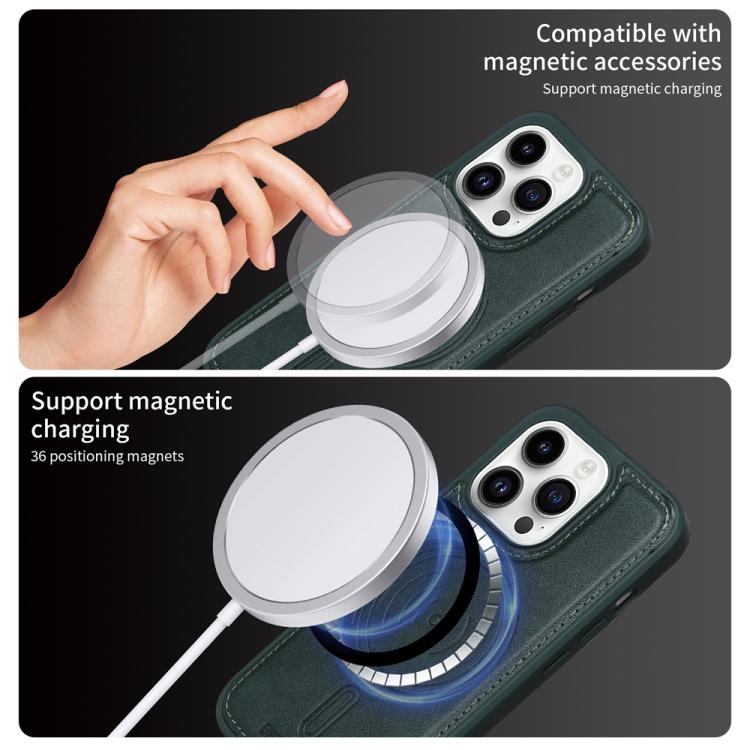 For iPhone 14 Pro BETOPNICE Vertical Flip Detachable MagSafe Wallet Phone Case(Green)
