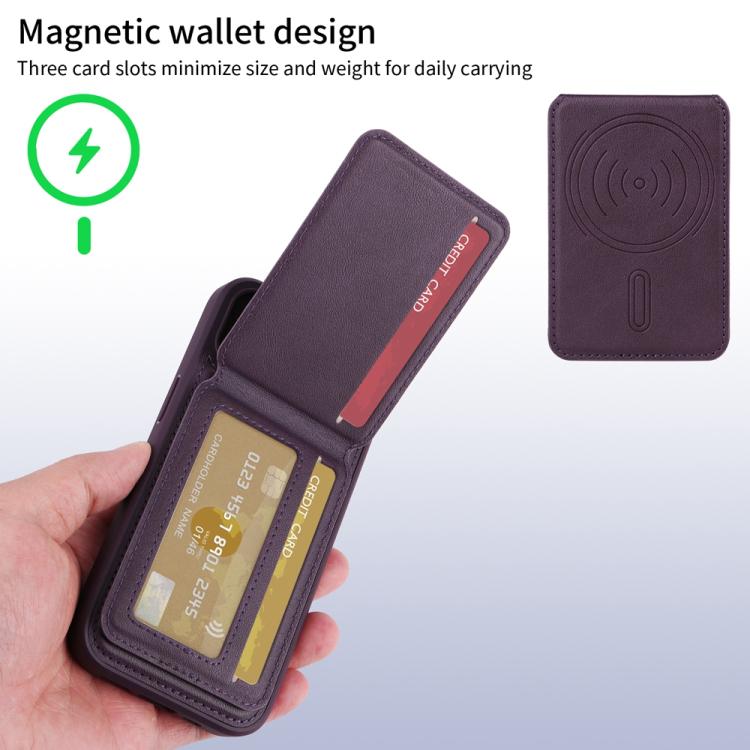 For iPhone 14 Pro BETOPNICE Vertical Flip Detachable MagSafe Wallet Phone Case(Purple)
