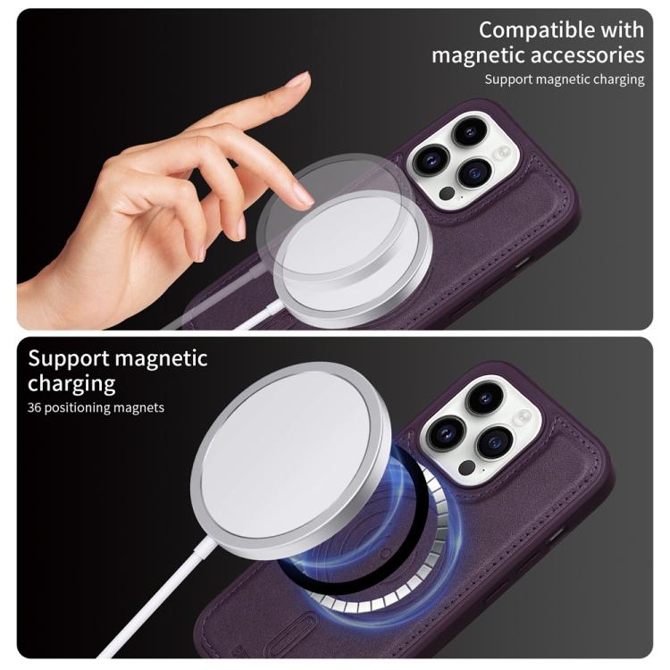 For iPhone 14 Pro BETOPNICE Vertical Flip Detachable MagSafe Wallet Phone Case(Purple)