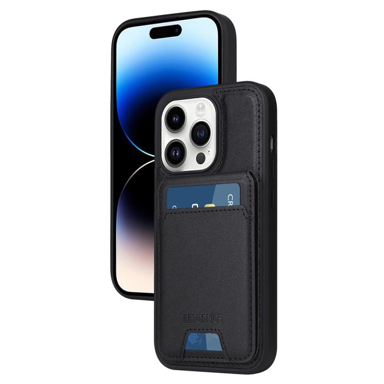 For iPhone 14 Pro BETOPNICE Vertical Flip Detachable MagSafe Wallet Phone Case(Black)