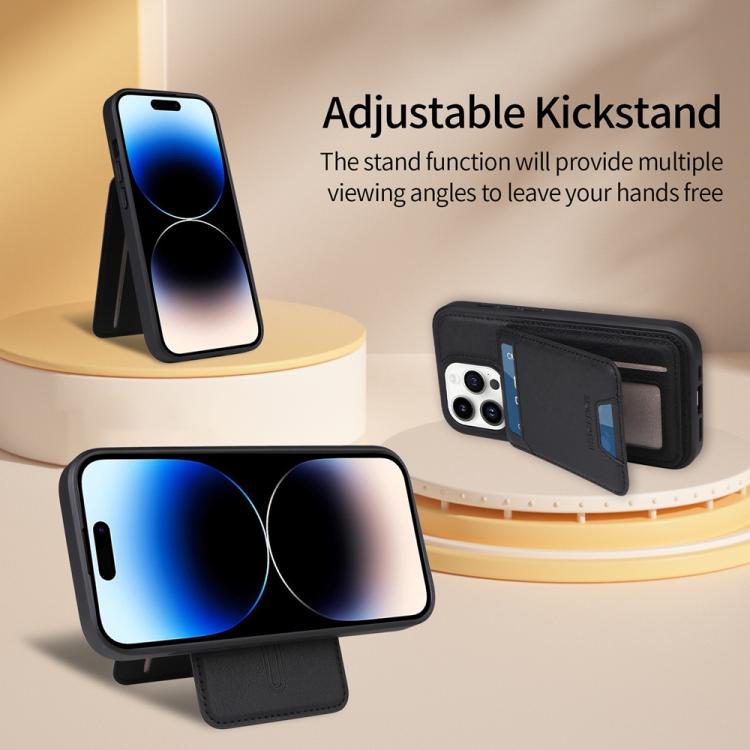 For iPhone 14 Pro BETOPNICE Vertical Flip Detachable MagSafe Wallet Phone Case(Black)