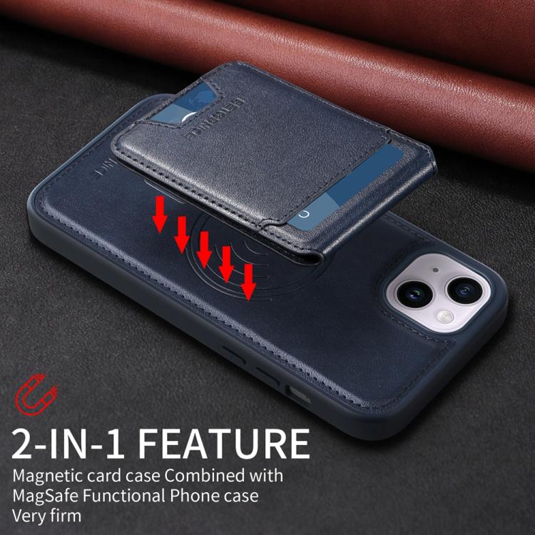 For iPhone 14 Plus BETOPNICE Vertical Flip Detachable MagSafe Wallet Phone Case(Blue)
