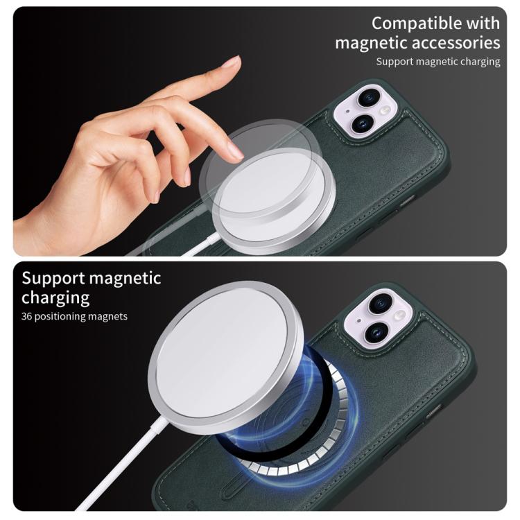 For iPhone 14 Plus BETOPNICE Vertical Flip Detachable MagSafe Wallet Phone Case(Green)
