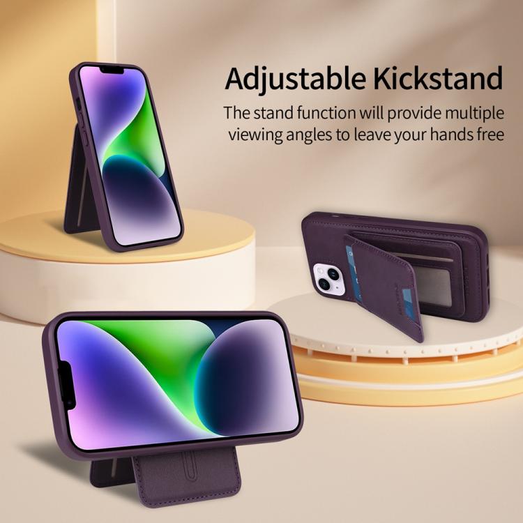 For iPhone 14 Plus BETOPNICE Vertical Flip Detachable MagSafe Wallet Phone Case(Purple)