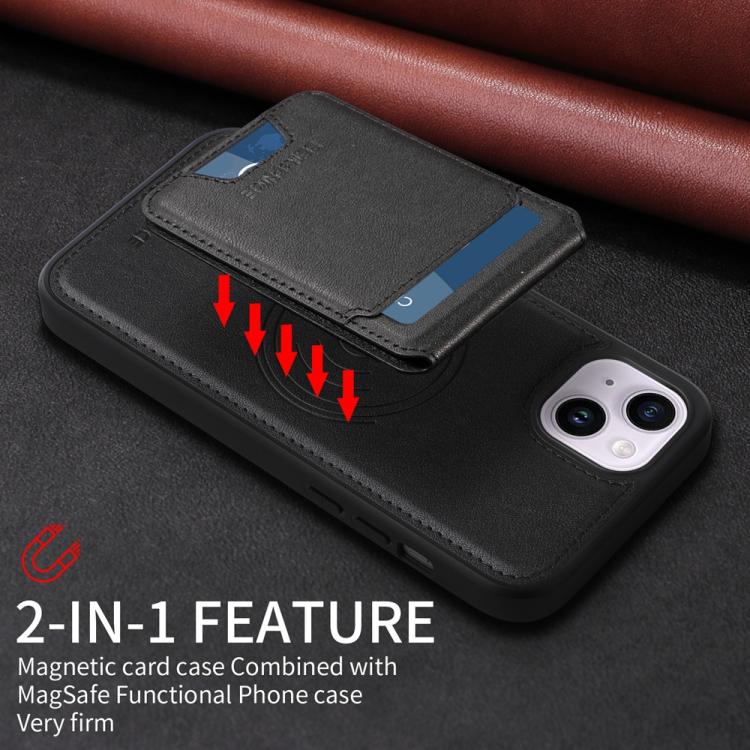 For iPhone 14 Plus BETOPNICE Vertical Flip Detachable MagSafe Wallet Phone Case(Black)