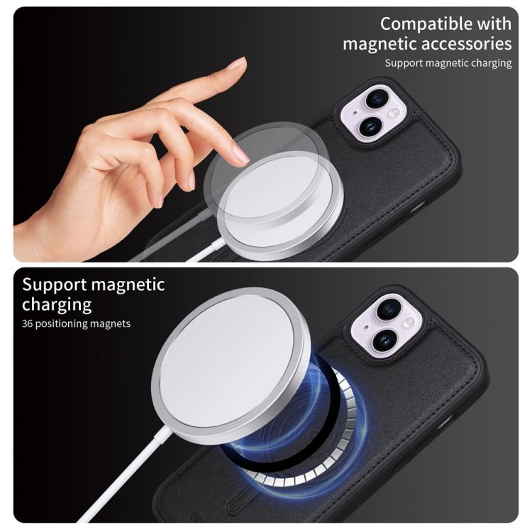For iPhone 14 Plus BETOPNICE Vertical Flip Detachable MagSafe Wallet Phone Case(Black)