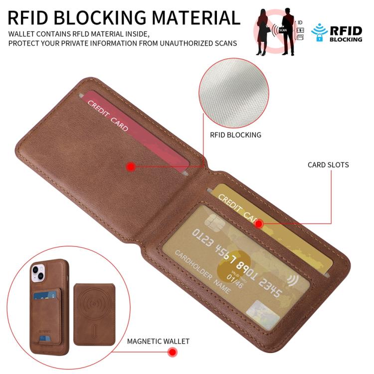 For iPhone 14 Plus BETOPNICE Vertical Flip Detachable MagSafe Wallet Phone Case(Brown)