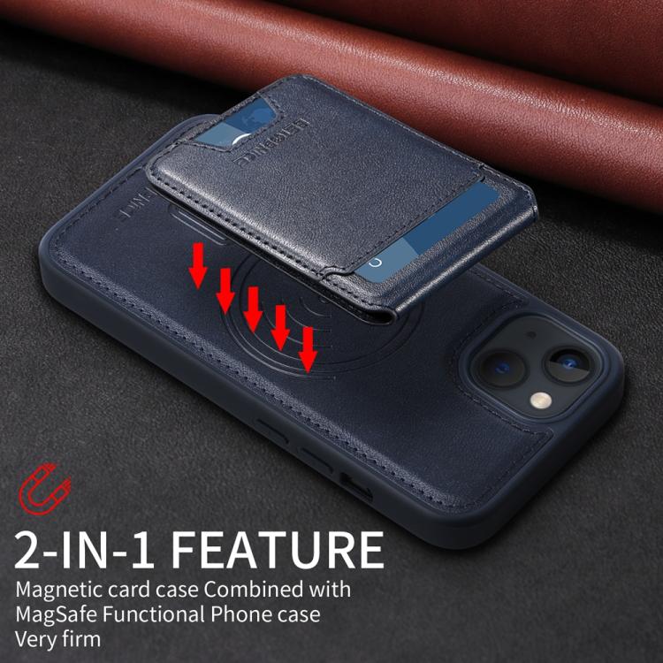 For iPhone 14 / 13 BETOPNICE Vertical Flip Detachable MagSafe Wallet Phone Case(Blue)