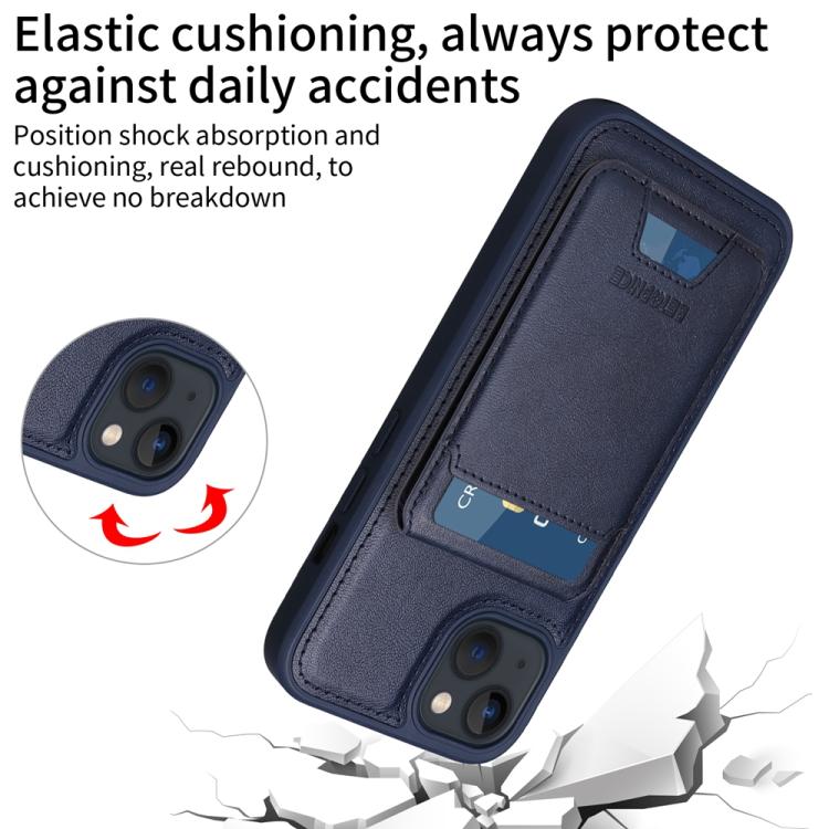 For iPhone 14 / 13 BETOPNICE Vertical Flip Detachable MagSafe Wallet Phone Case(Blue)