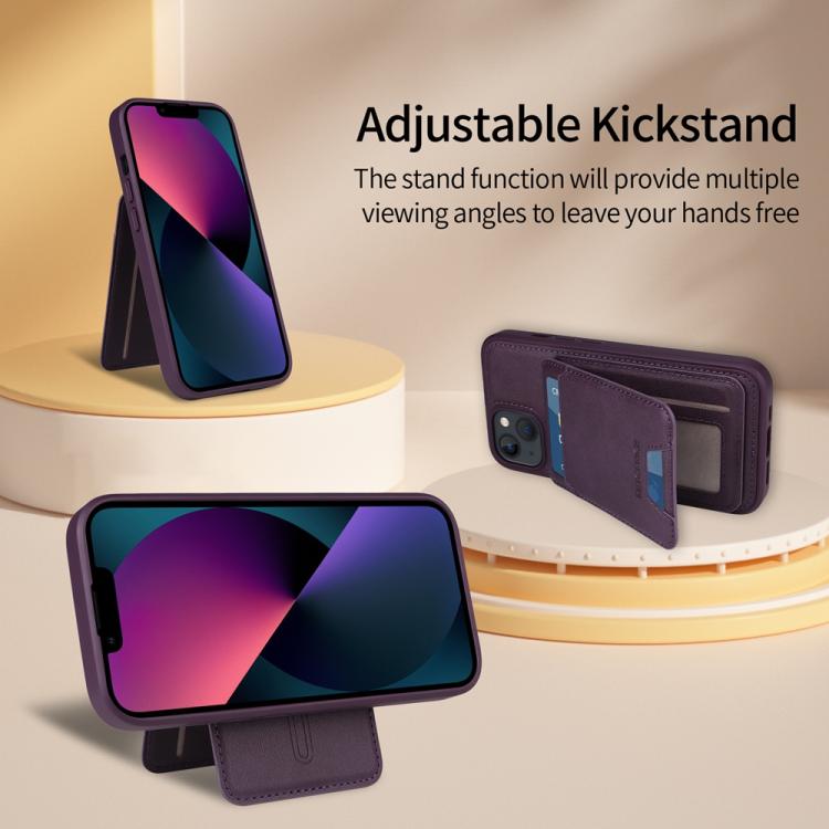 For iPhone 14 / 13 BETOPNICE Vertical Flip Detachable MagSafe Wallet Phone Case(Purple)