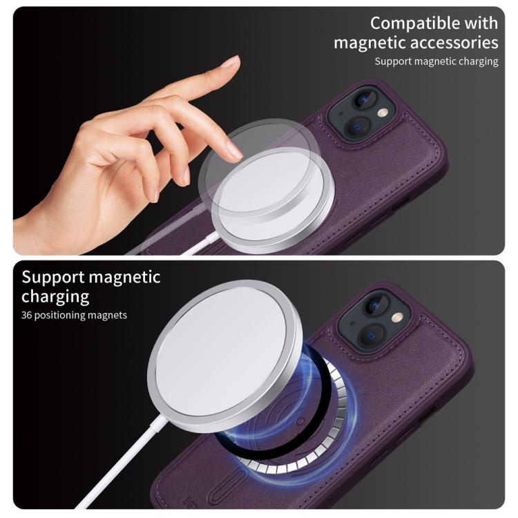 For iPhone 14 / 13 BETOPNICE Vertical Flip Detachable MagSafe Wallet Phone Case(Purple)