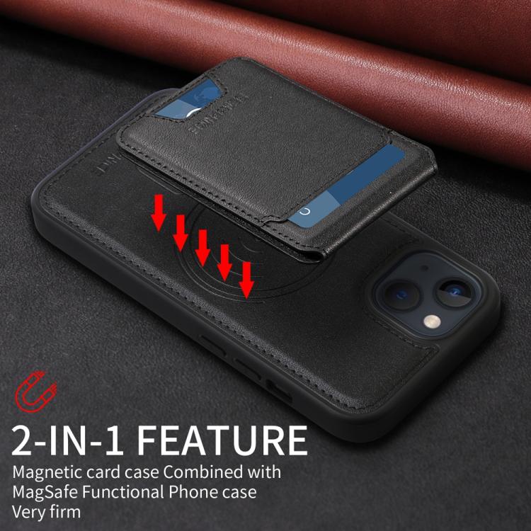 For iPhone 14 / 13 BETOPNICE Vertical Flip Detachable MagSafe Wallet Phone Case(Black)