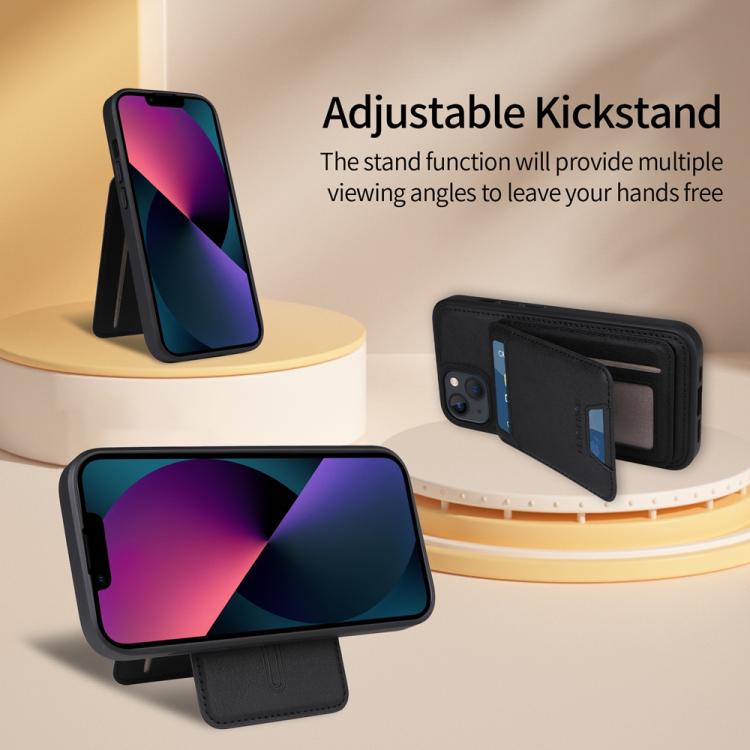 For iPhone 14 / 13 BETOPNICE Vertical Flip Detachable MagSafe Wallet Phone Case(Black)
