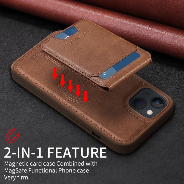 For iPhone 14 / 13 BETOPNICE Vertical Flip Detachable MagSafe Wallet Phone Case(Brown)