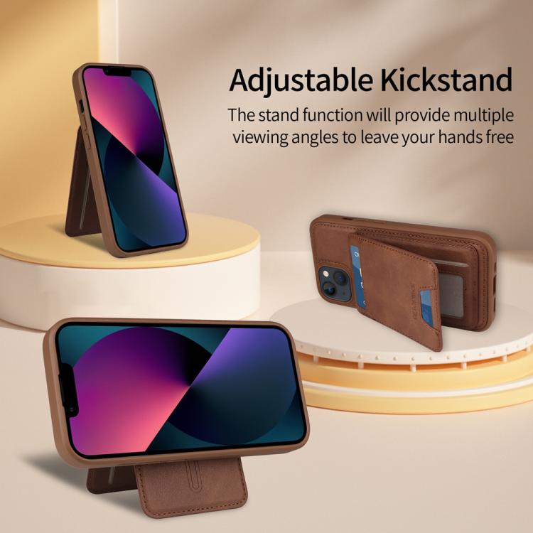 For iPhone 14 / 13 BETOPNICE Vertical Flip Detachable MagSafe Wallet Phone Case(Brown)