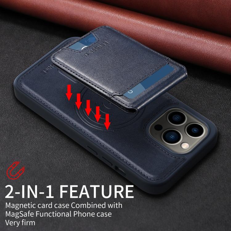 For iPhone 13 Pro BETOPNICE Vertical Flip Detachable MagSafe Wallet Phone Case(Blue)
