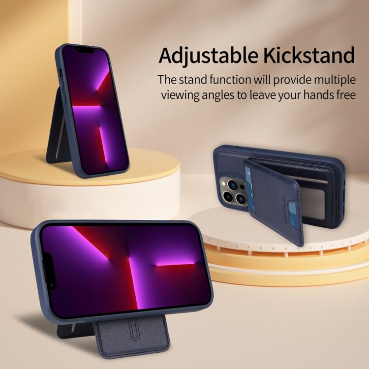 For iPhone 13 Pro BETOPNICE Vertical Flip Detachable MagSafe Wallet Phone Case(Blue)