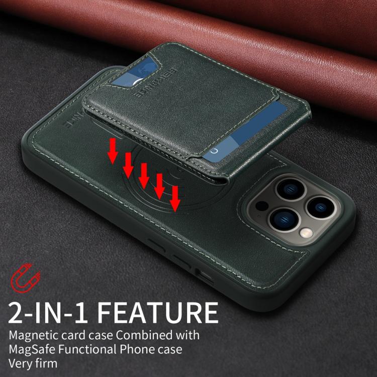 For iPhone 13 Pro BETOPNICE Vertical Flip Detachable MagSafe Wallet Phone Case(Green)
