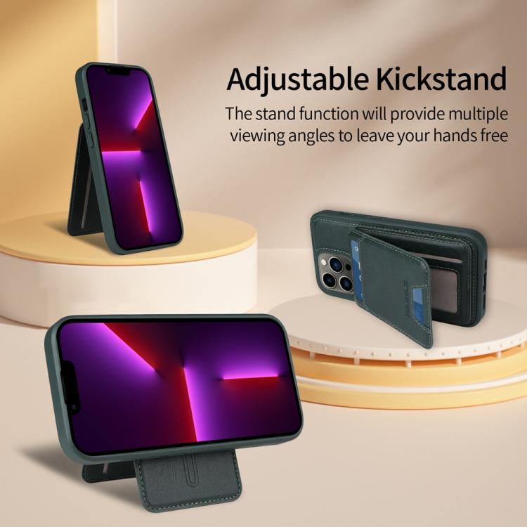 For iPhone 13 Pro BETOPNICE Vertical Flip Detachable MagSafe Wallet Phone Case(Green)