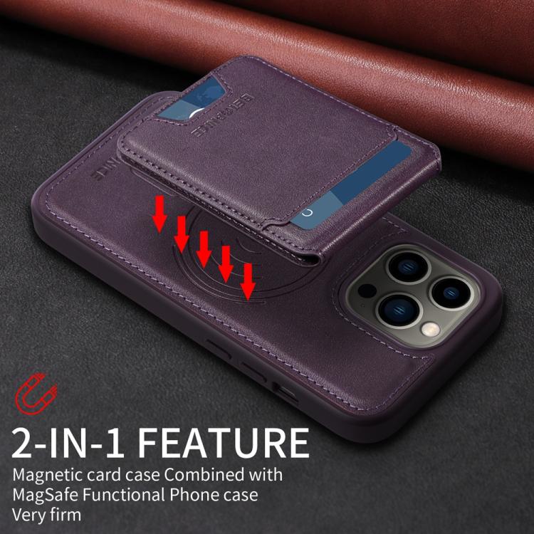 For iPhone 13 Pro BETOPNICE Vertical Flip Detachable MagSafe Wallet Phone Case(Purple)