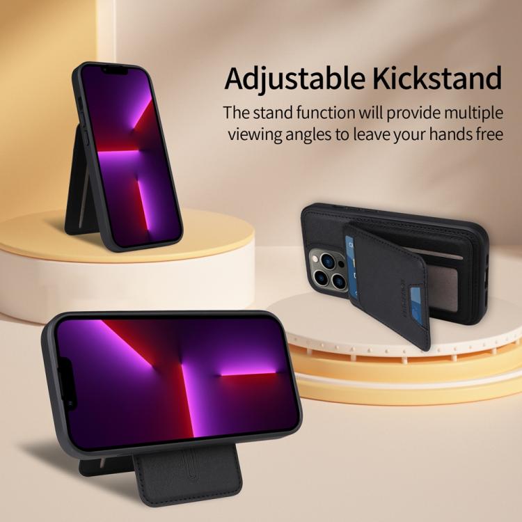 For iPhone 13 Pro BETOPNICE Vertical Flip Detachable MagSafe Wallet Phone Case(Black)