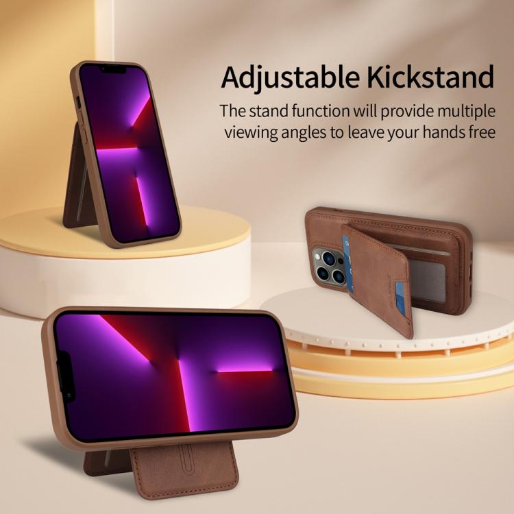 For iPhone 13 Pro BETOPNICE Vertical Flip Detachable MagSafe Wallet Phone Case(Brown)