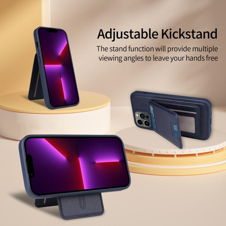 For iPhone 13 Pro Max BETOPNICE Vertical Flip Detachable MagSafe Wallet Phone Case(Blue)