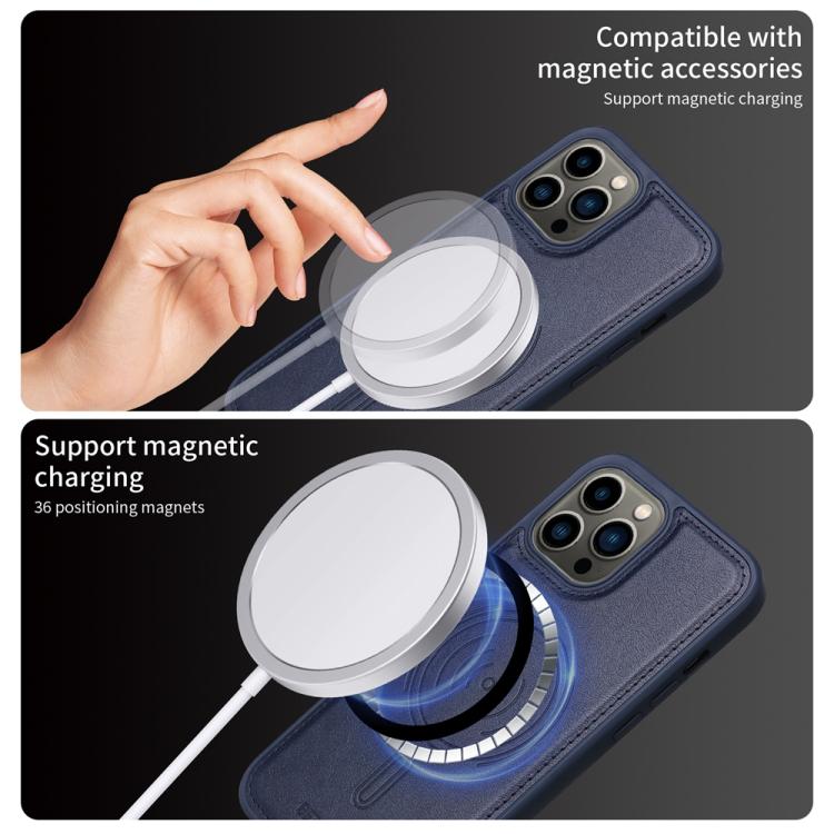 For iPhone 13 Pro Max BETOPNICE Vertical Flip Detachable MagSafe Wallet Phone Case(Blue)