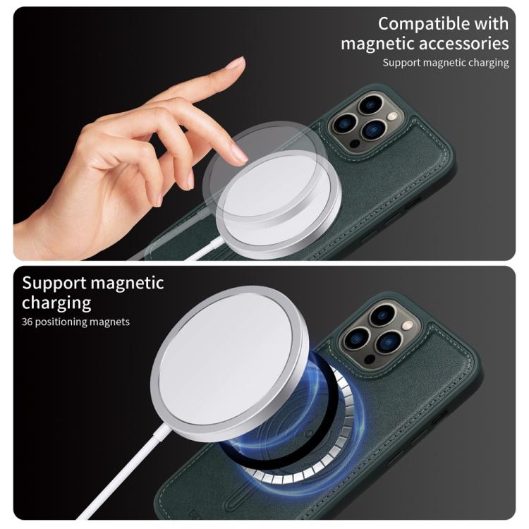 For iPhone 13 Pro Max BETOPNICE Vertical Flip Detachable MagSafe Wallet Phone Case(Green)