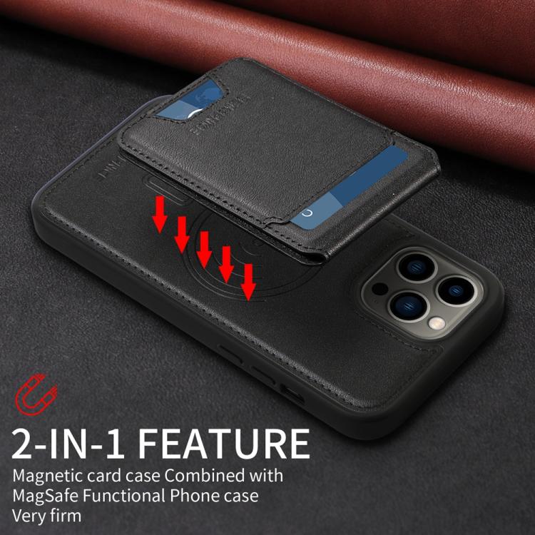For iPhone 13 Pro Max BETOPNICE Vertical Flip Detachable MagSafe Wallet Phone Case(Black)