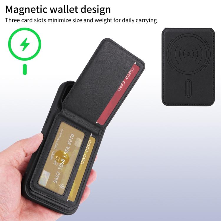For iPhone 13 Pro Max BETOPNICE Vertical Flip Detachable MagSafe Wallet Phone Case(Black)