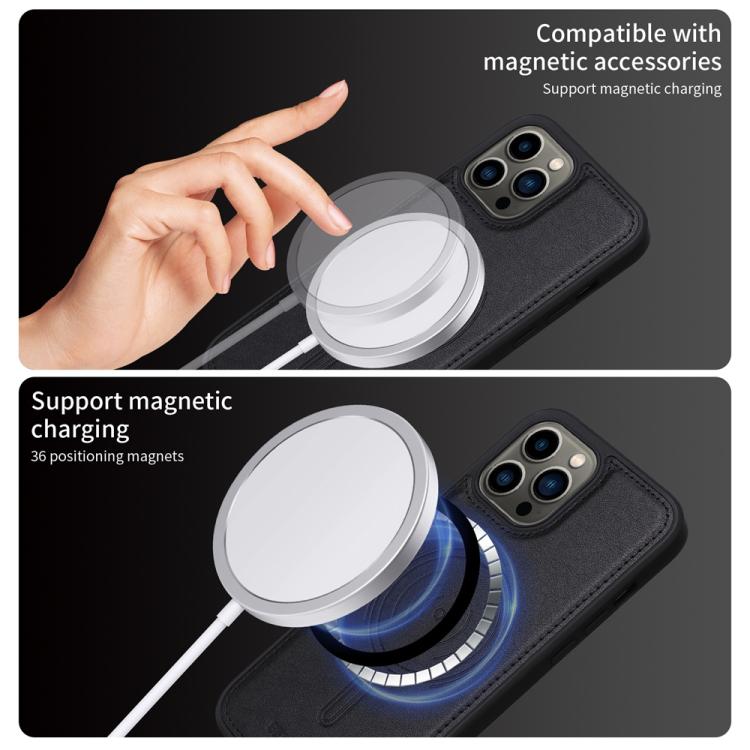 For iPhone 13 Pro Max BETOPNICE Vertical Flip Detachable MagSafe Wallet Phone Case(Black)