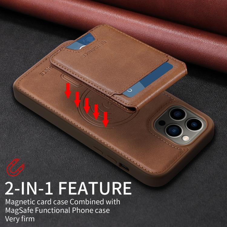 For iPhone 13 Pro Max BETOPNICE Vertical Flip Detachable MagSafe Wallet Phone Case(Brown)