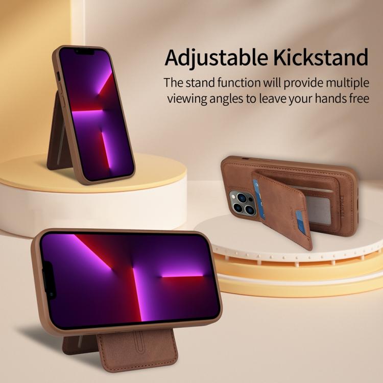 For iPhone 13 Pro Max BETOPNICE Vertical Flip Detachable MagSafe Wallet Phone Case(Brown)